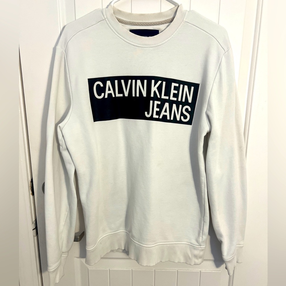 CALVIN KLEIN JEANS Men's White Logo Sweatshirt